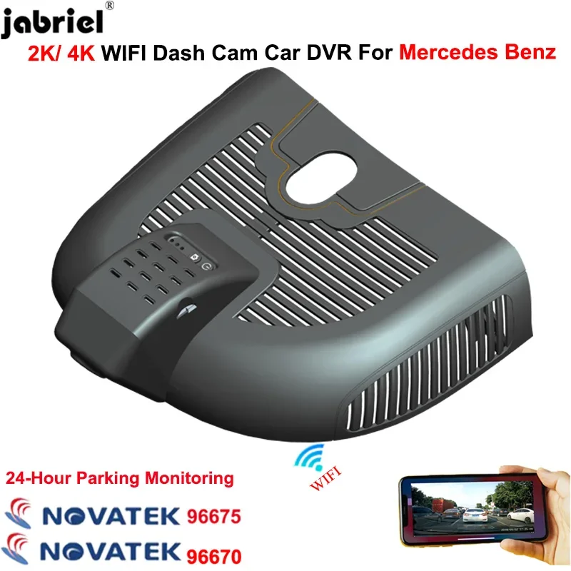 

Jabriel 4K 2160P Wifi 2K Car DVR Video Recorder for Mercedes Benz GLA H247 2023 2024 2025 Dash Cam Front and Rear Camera