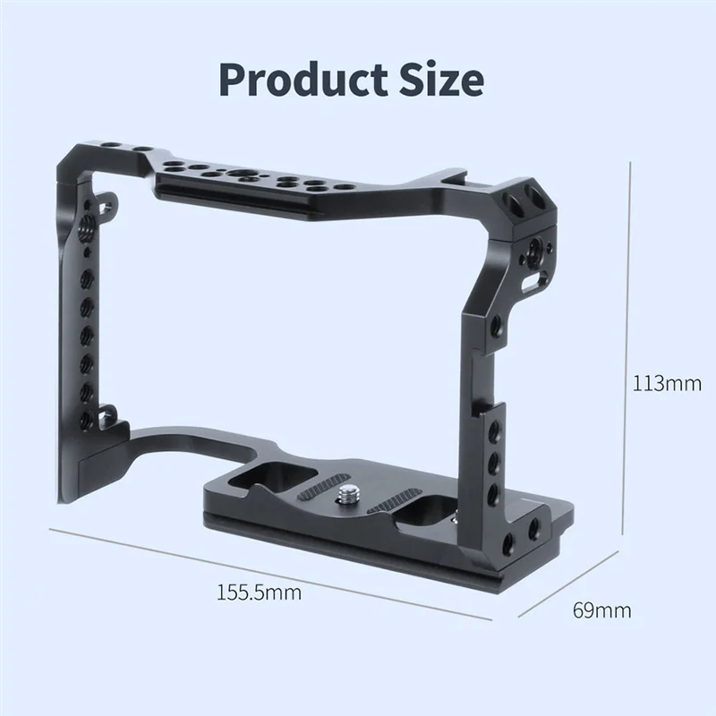 Alumínio Alloy Small Rig Camera Cage, capa protetora, Video Stabilizer Mount, Eos- R5 R6