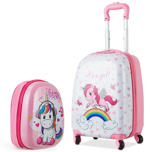 

2 Pieces 12 Inch 16 Inch Kids Luggage Set with Backpack and Suitcase for Travel