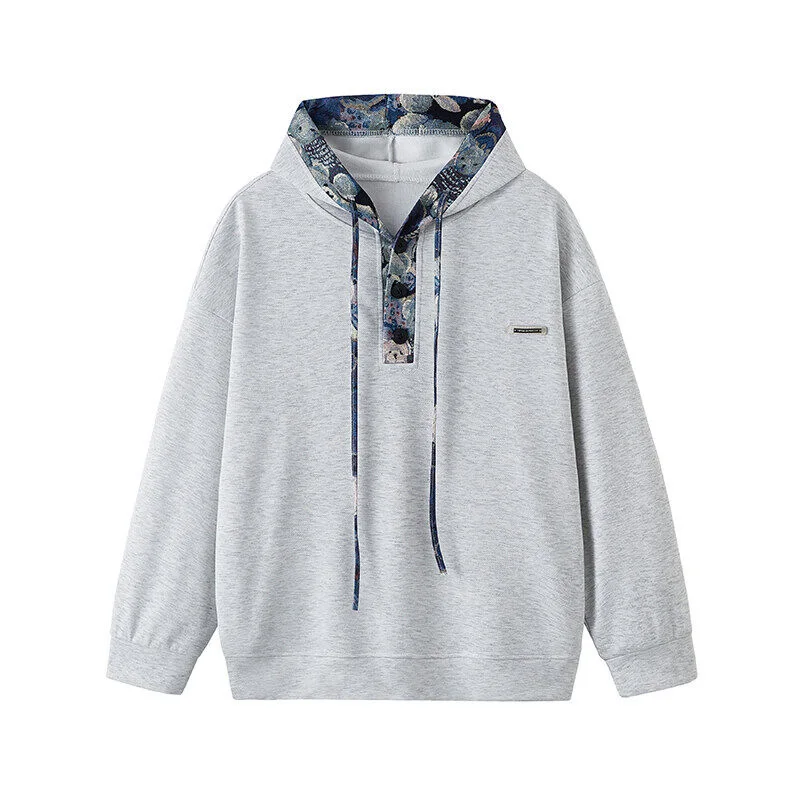 Men's 2025 Spring Autumn Hoodie Oversized Fit Lapel Neck Urban Streetwear Classic Student Youth Spring New in Sweatshirt