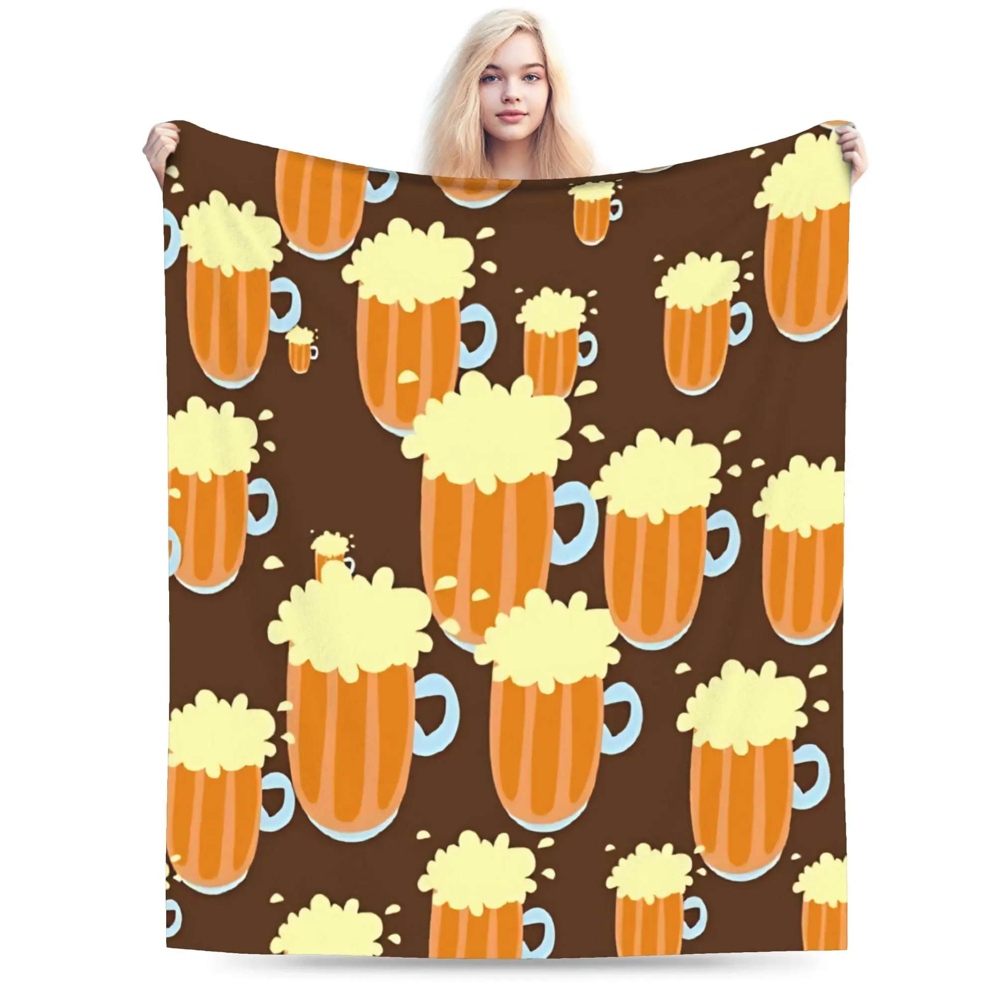 Beer Pattern Blanket Super Soft Cozy  Throw Blankets for Bed 50x60 Inch Multiple Sizes Bedding Throws