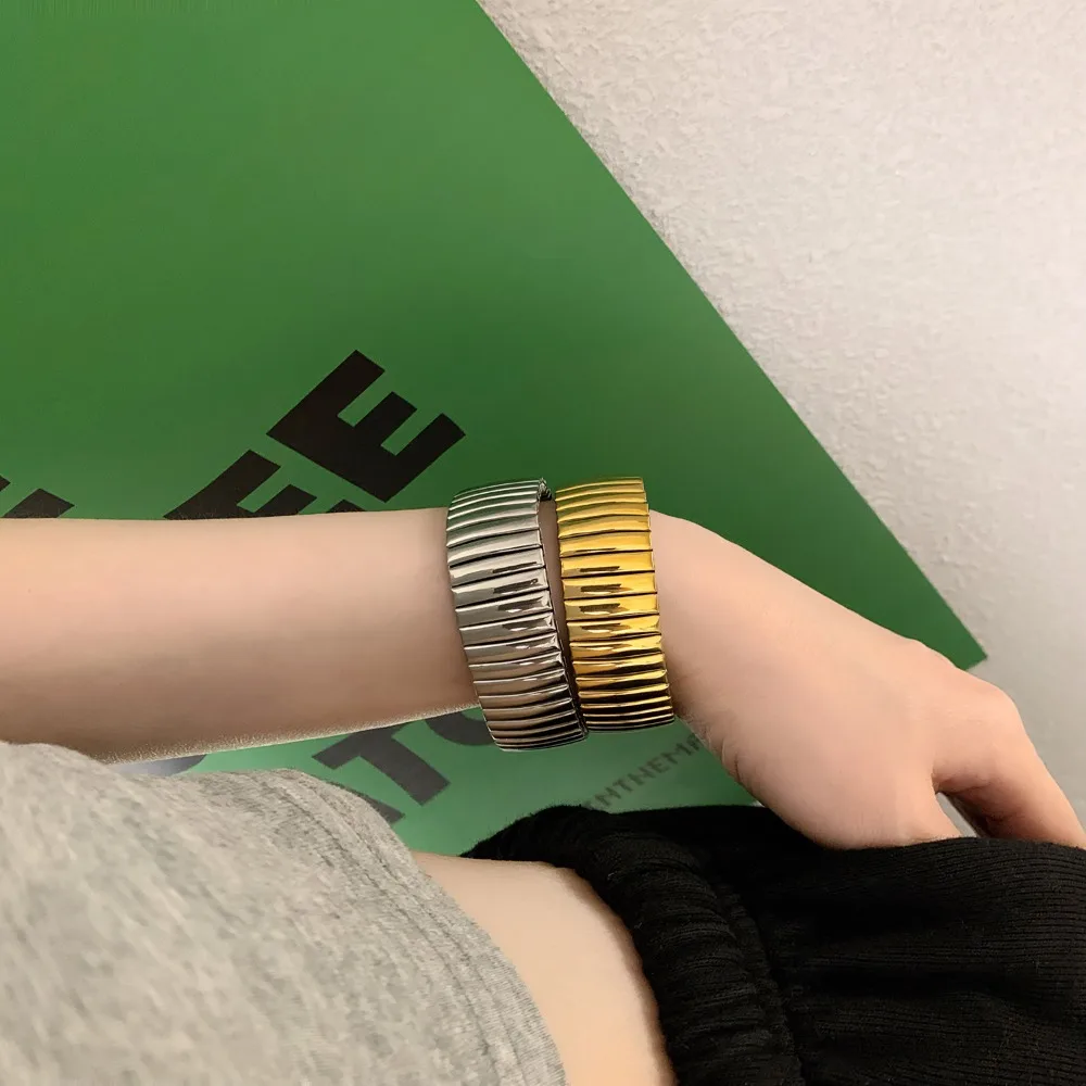 Jewelry Elestic Stretch Watch Strap Bracelet Punk Hip Hop Titanium Steel Hand Chain Cool Premium Feeling Vintage Bangle Gift view 5