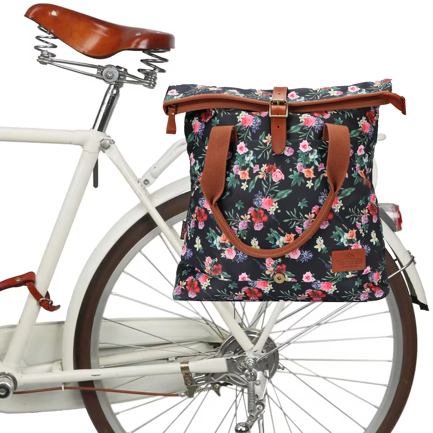 

Tourbon Vintage Bicycle Single Rear Rack Pannier Multi Color Bike Seat Storage Bag Waxed Canvas Crossbody Handbag Cycling