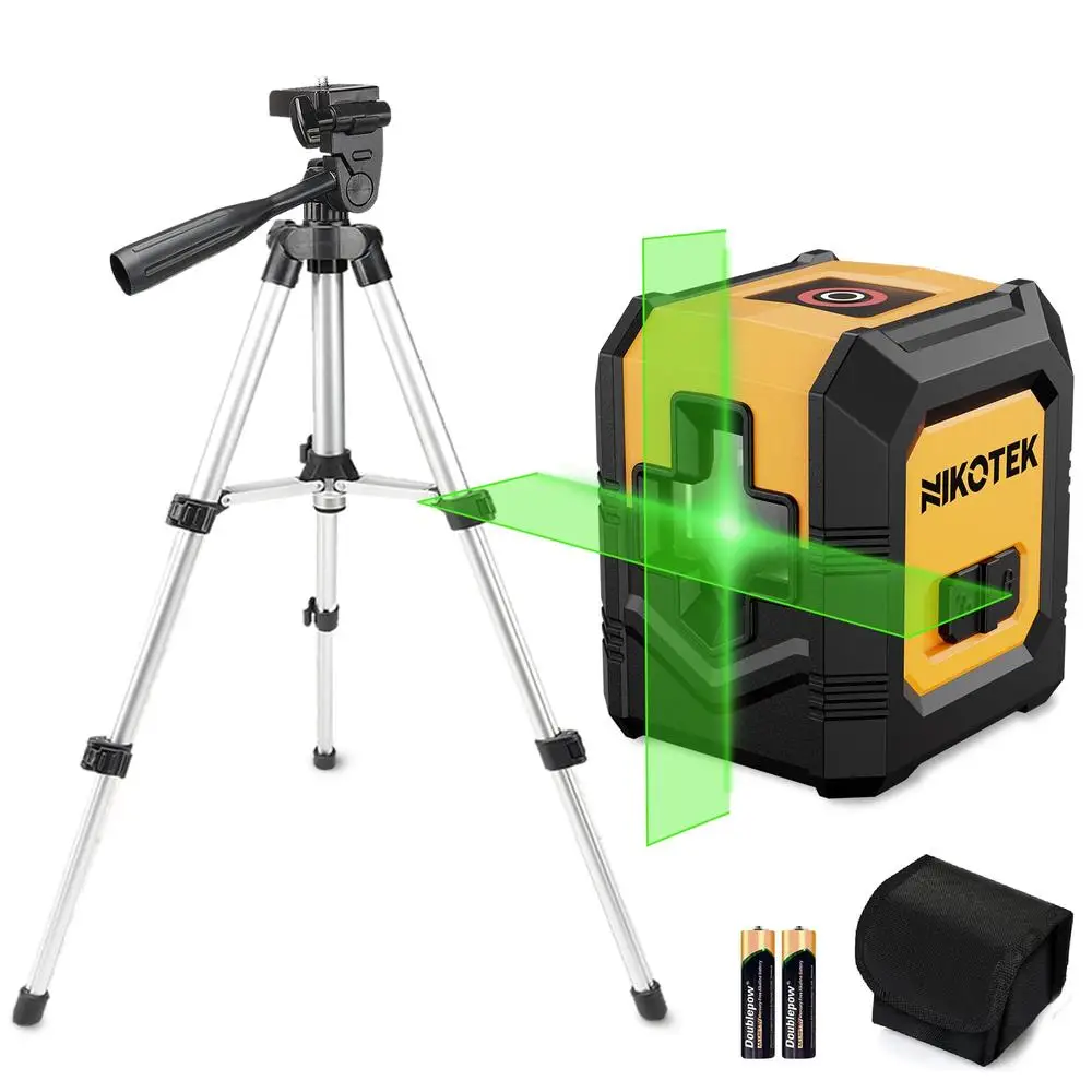 Green Beam Self-Leveling Laser Level Tripod Cross-Line Picture Hanging Construction DIY Decoration 100FT IP54 Waterproof Compact