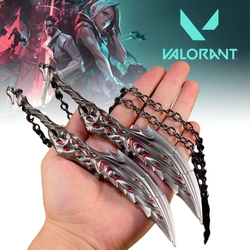 Game Valorant Double Katana Metal Ninja Knife Sword Valorant Cosplay Prop Steel Real Size Japanese Katana Samurai Sabre Kid Toy