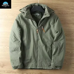 Spring Autumn Men Windbreaker Wool Lining Warm Hooded Jacket OversizeMen's Coat  Waterproof Jacket Outdoor Hiking Men Jackets