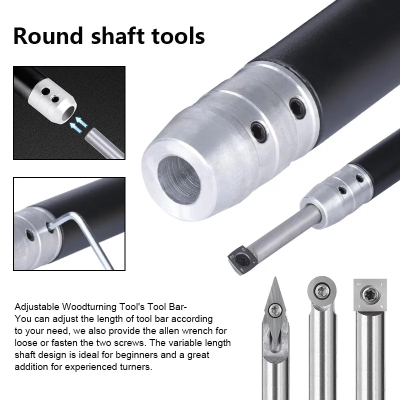 XCAN Carbide Wood Lathe Turning Tools for Woodworking Lathe Rougher Finisher Swan Neck Hollowing Tools with Insert Cutter