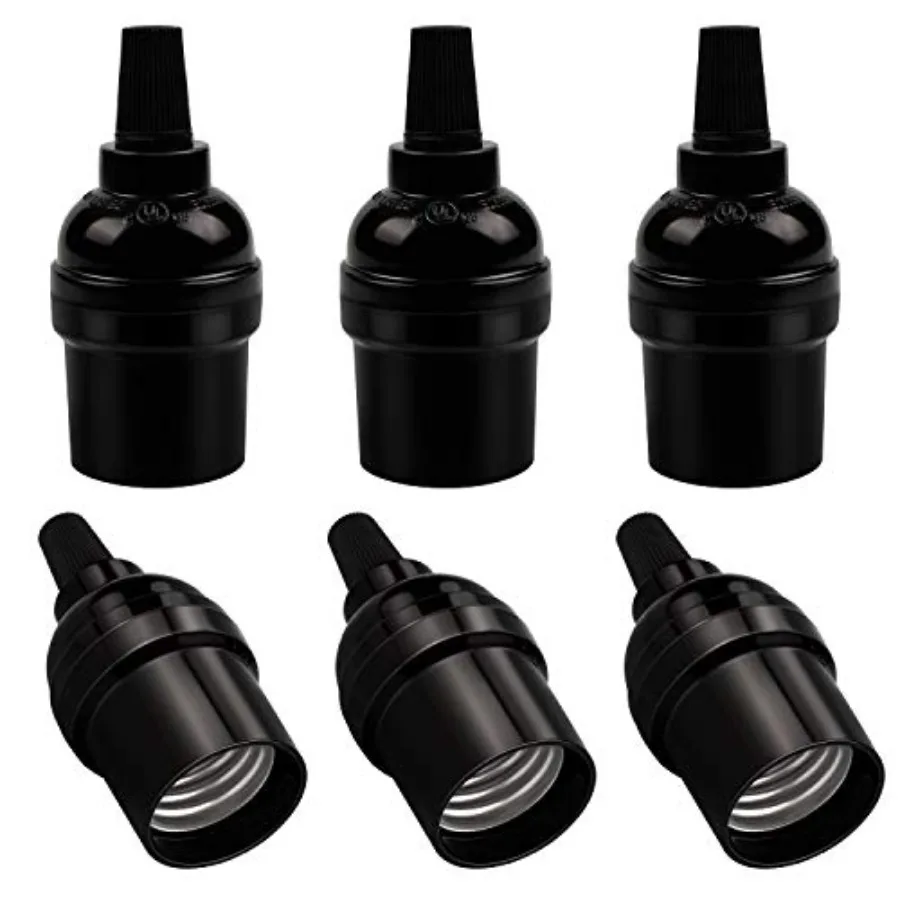 

E2 Vintage Lamp Socket, UL-Listed, Edison Bulb Pendant Light Sockets Replacement, Retro Black Lampholder for Light Fixture Part