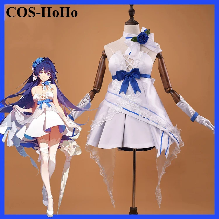 

COS-HoHo Anime Honkai Impact 3 Raiden Mei Flower Wedding Dress Elegant Uniform Cosplay Costume Halloween Party Outfit Women