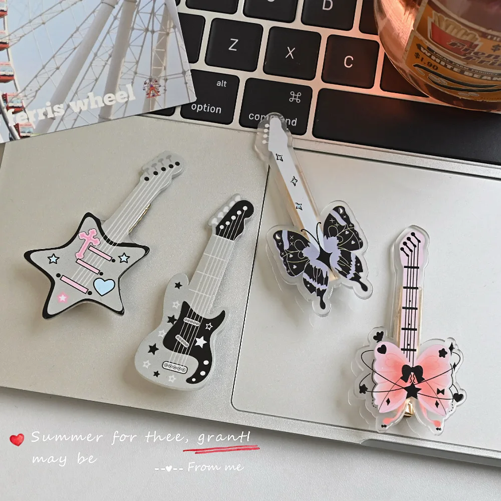 

4 Pcs Elegant Girl Instrument Guitar Hairpin Girl Bangs Clip Creative Fun Student Headwear Girl