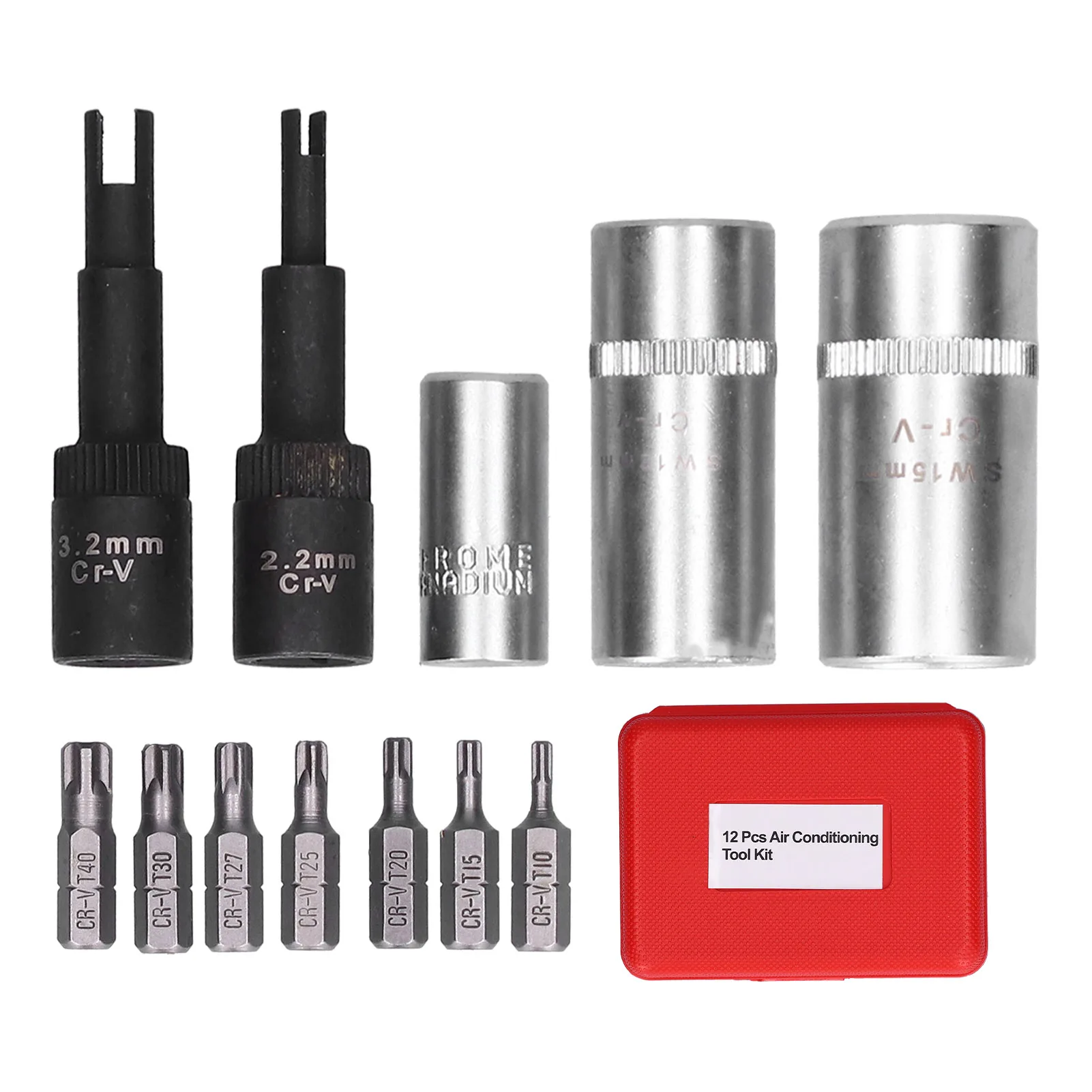 

12pcs Valve Cap Core Removers 1/4in DR Professional Auto Car Air Conditioner Repair Tool Kit