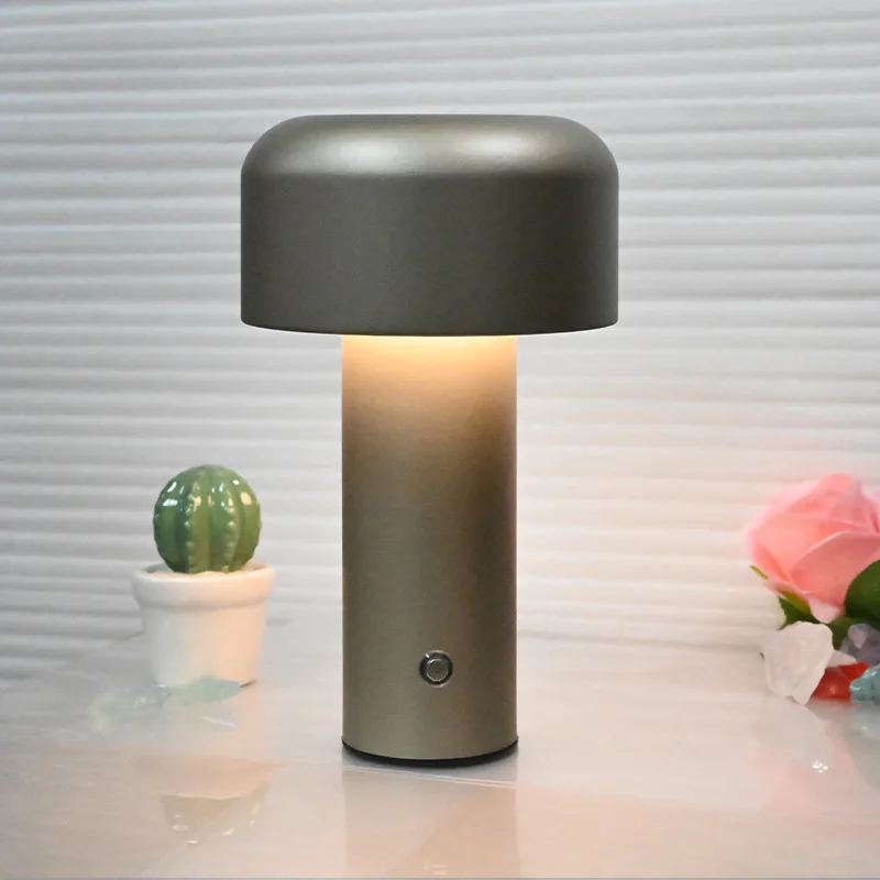 

TT Iron Mushroom Table Lamp Three-color Dimming Night Light Living Room Bedroom Bedside Light Industrial Style Decorative Light