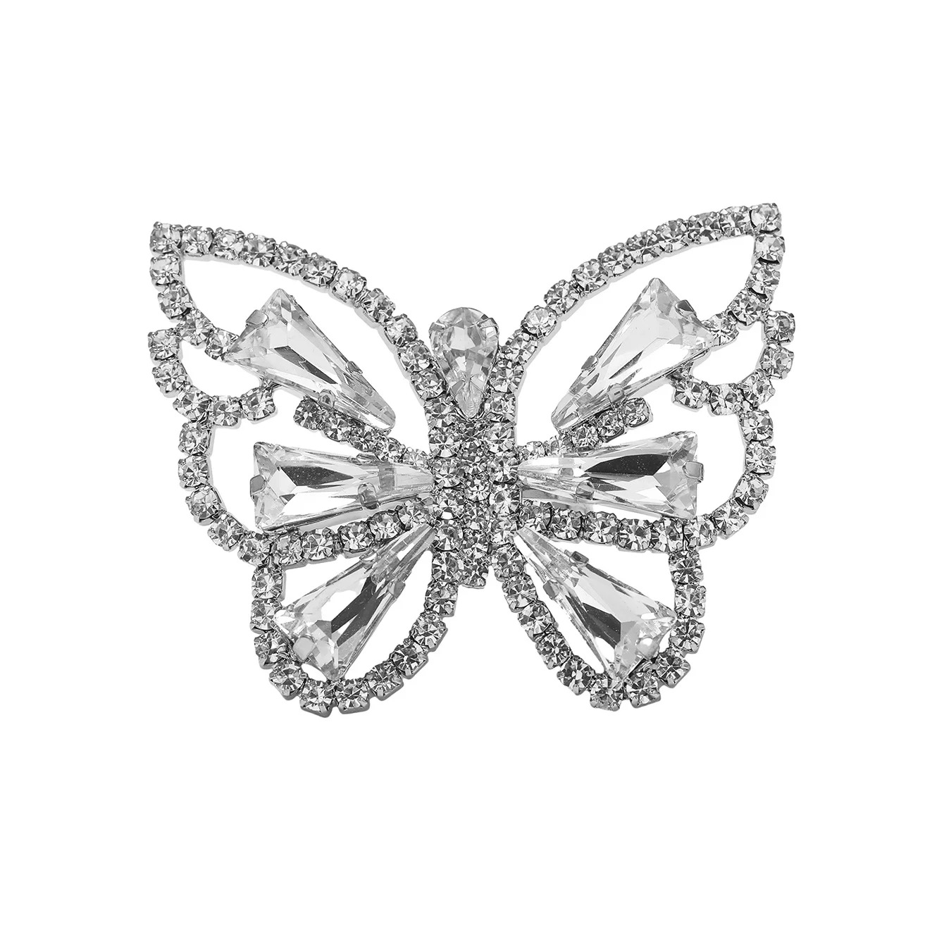 Rhinestone Zircon Butterfly Open Ring for Women Sparkling Crystal Hollow Butterfly Statement Finger Ring Adjustable Party Weddin