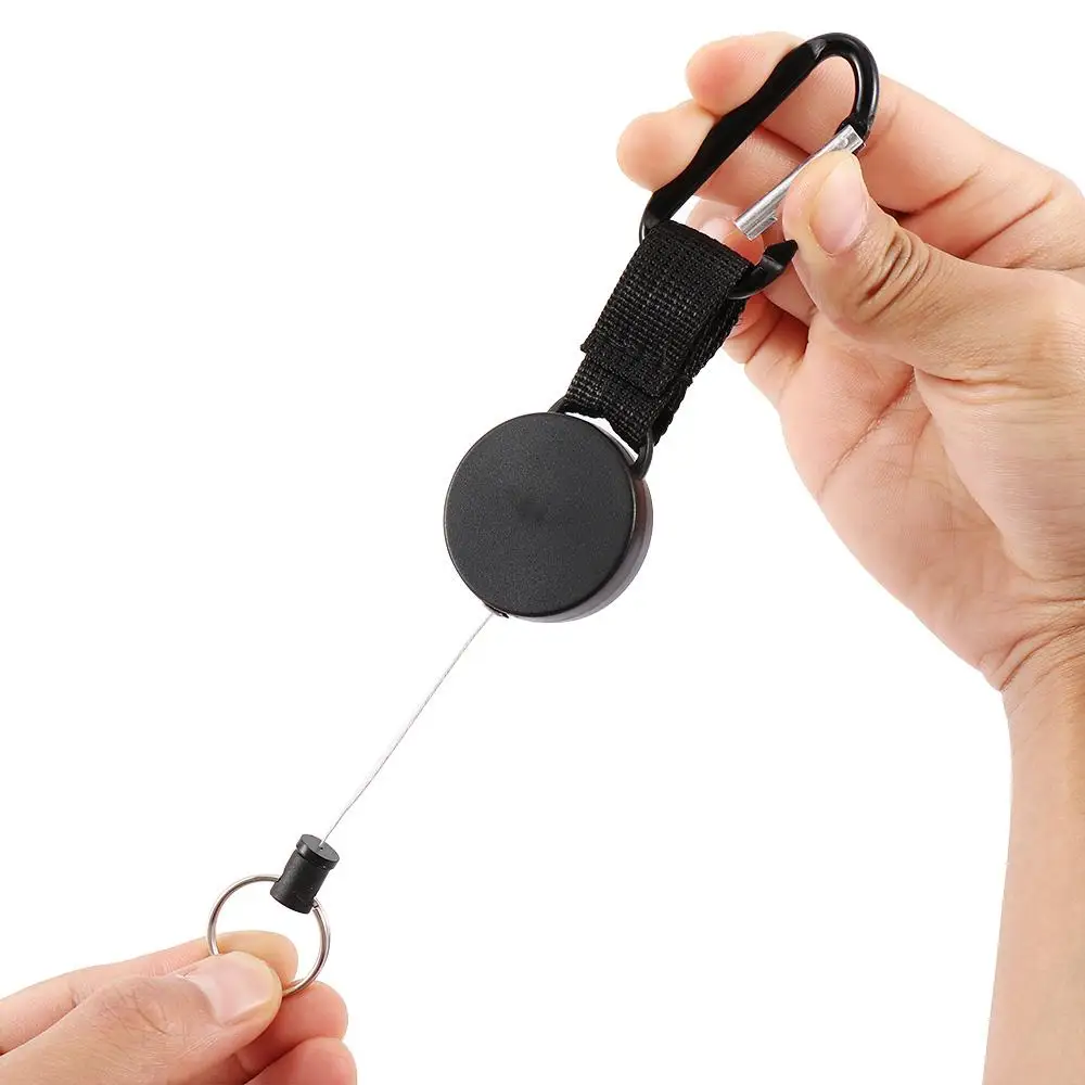 

Plastic Zinc Alloy with Badge Holder easy pull buckle Recoil Reel high elastic tension Carabiner nylon rope Key Ring