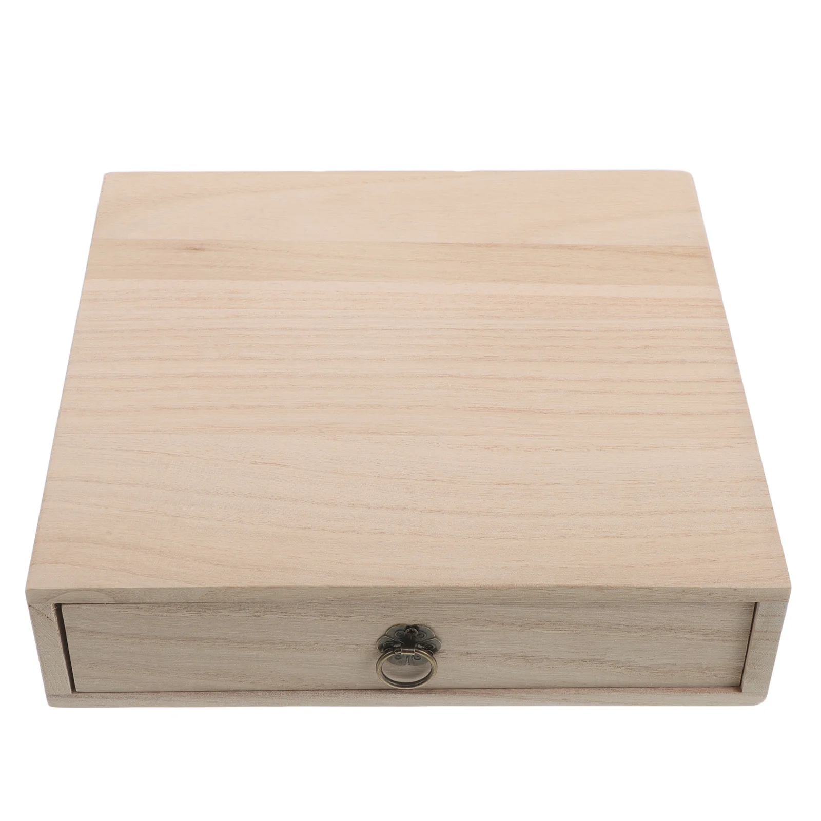 

Wood Box for Stationery - Drawer Desktop Cabinet Solid Wood - Retro Style Organizer for Office Home Study Tabletop