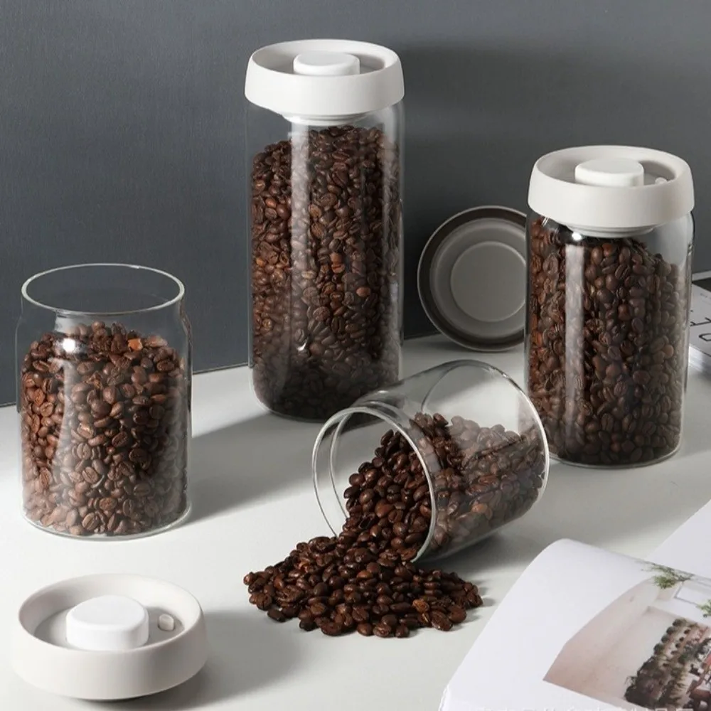 Moisture Proof Vacuum Sealed Jar Manual High Borosilicate Glass Tea Storage Container Keep Fresh Press Type Airtight Container