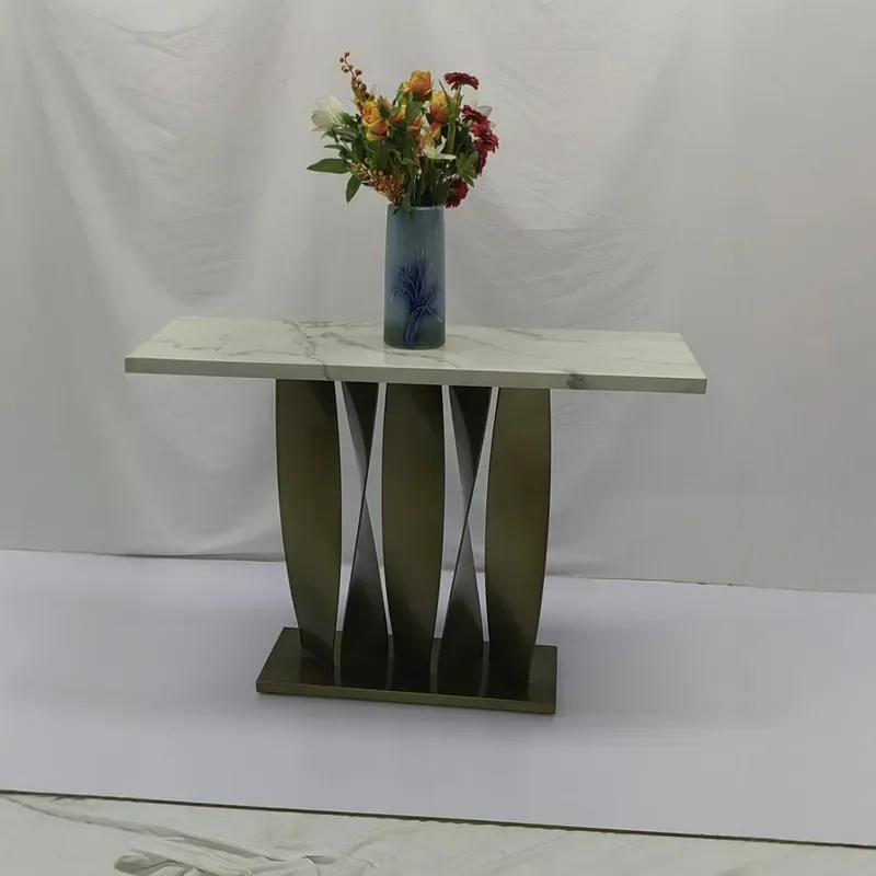 Italian Light Luxury Stainless Steel Strip Entrance Corridor Wall High End Modern Marble End View Platform