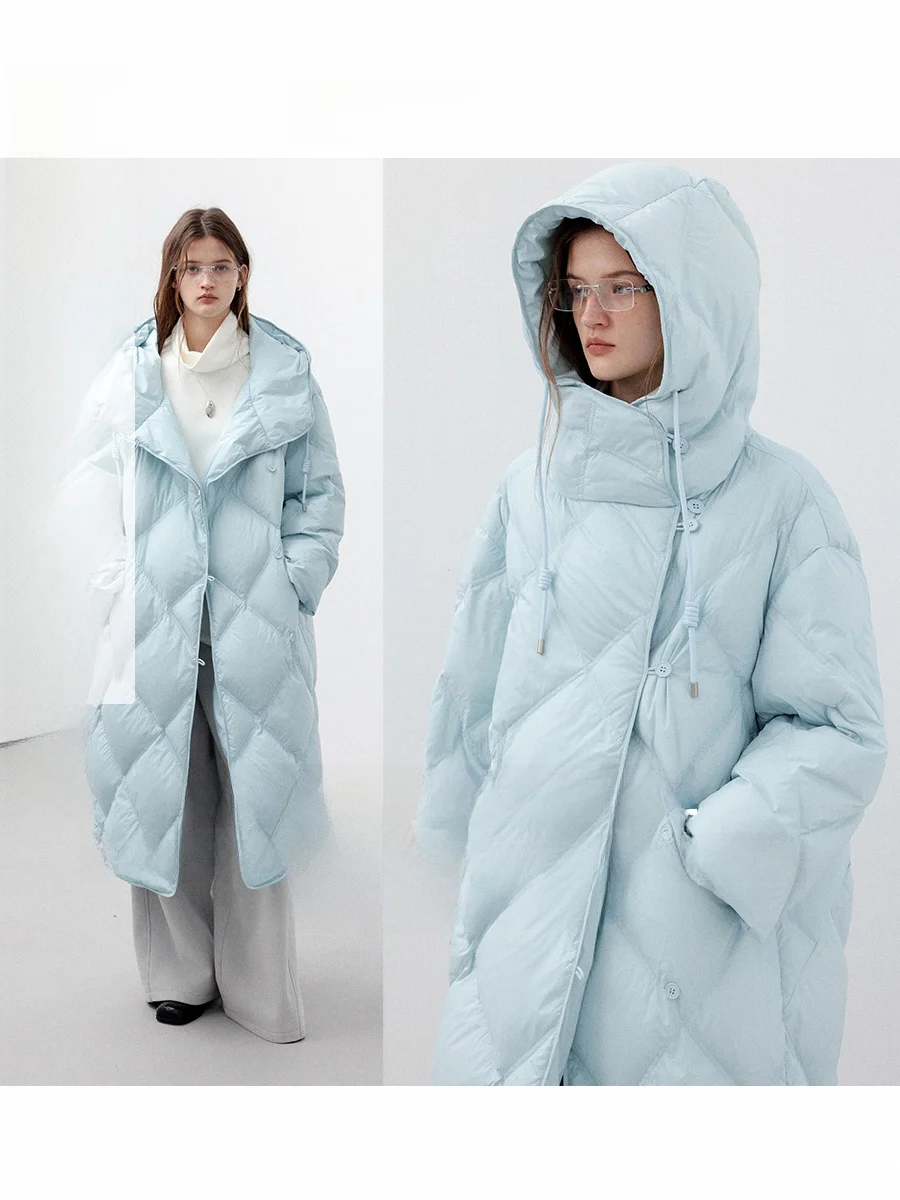 

Женская длинная легкая пуховая куртка CHACHA с капюшоном, стеганая, теплая, модная, для повседневной носки, стандартный крой, белая, с наполнителем из пуха