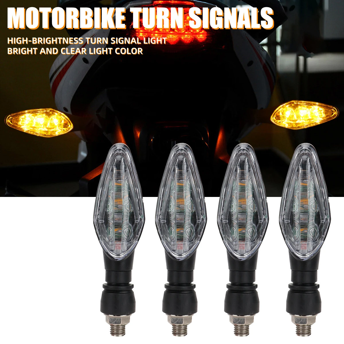 2/4 Pcs Motorcycle Turn Signal Light 3 LED Flashers Waterproof Amber Blinker Indicator Motorbike Front Rear Tail Lamp Accessori