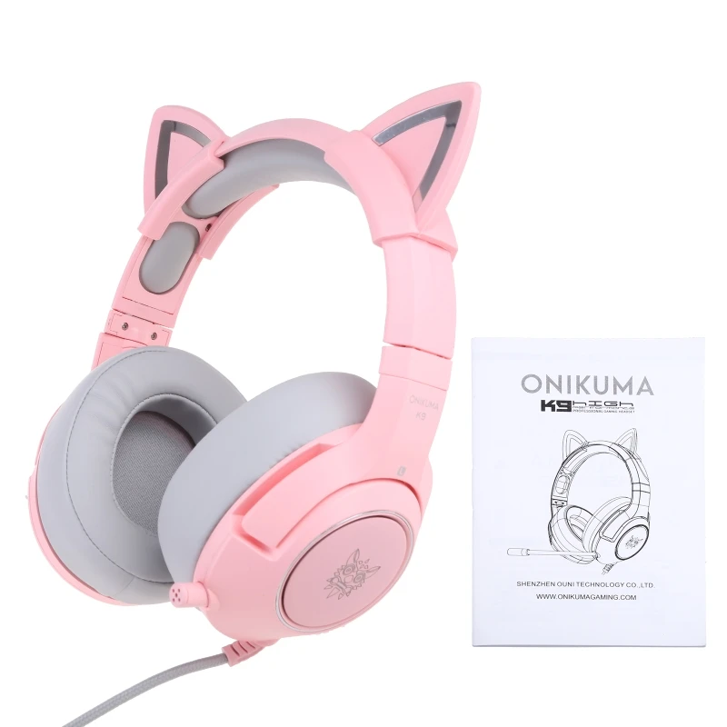 50mm Driver Gaming Headset for PC for Mac Laptop USB 7.1 Headphone Wired Game Microphone Headset Black/Pink