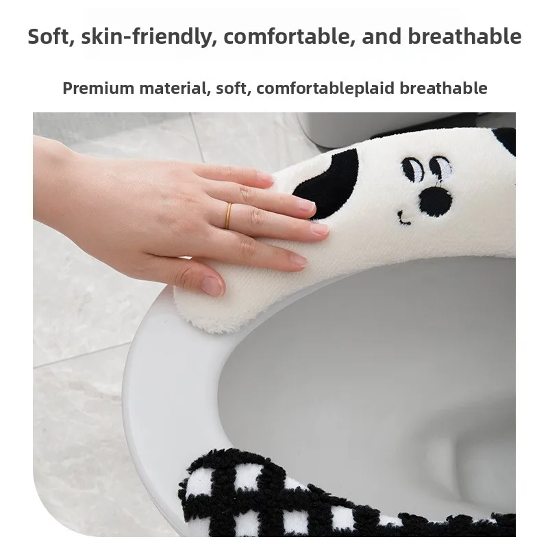 ملصق مرحاض بمقبض كرتوني منزلي، عالمي في جميع الفصول، وسادة مقعد مرحاض منزلية مقاومة للماء #2