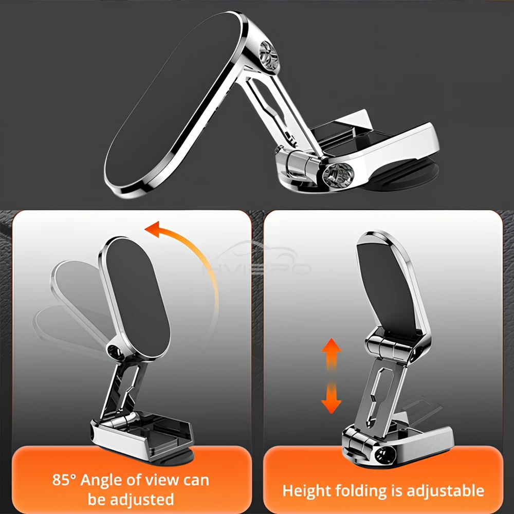 Car Stand Smooth Rotation 360°Metal Magnetic Folding Magnet Designed Second To Install for IPhone Xiaomi Holder GPS Navigation