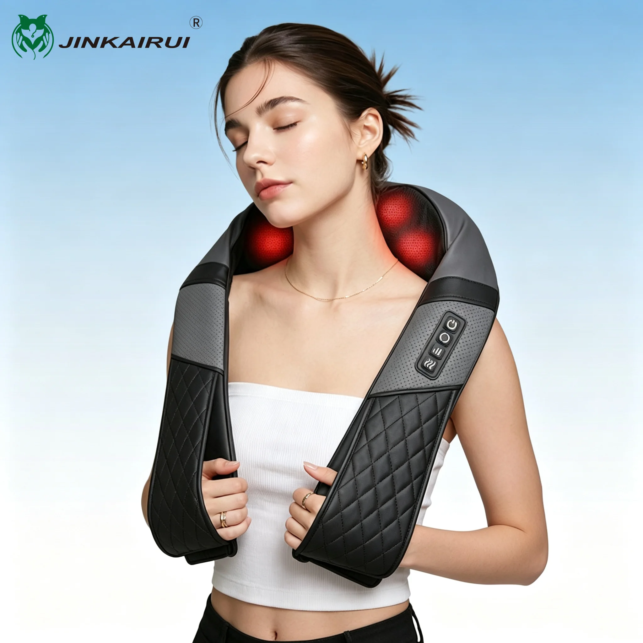 Jinkairui Heated Kneading Massage Shawl Multi‑Functional Shoulder & Neck Massager for Muscle Comfort Premium Gift