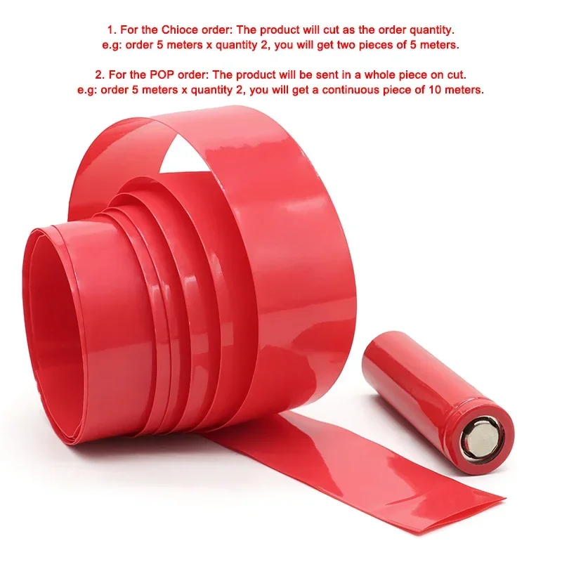 18650 PVC Heat Shrink Tube Battery Pack Red Width 29.5mm~280mm Insulated Protection Film Wrap lithium Case Cable Sleeve