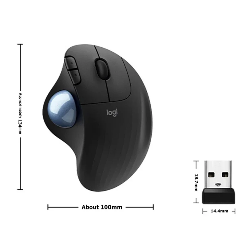 M575 M570 Ratón inalámbrico Trackball Diseño de dibujo Unión ergonómica Receptor USB 1000dpi para PC de escritorio/portátil