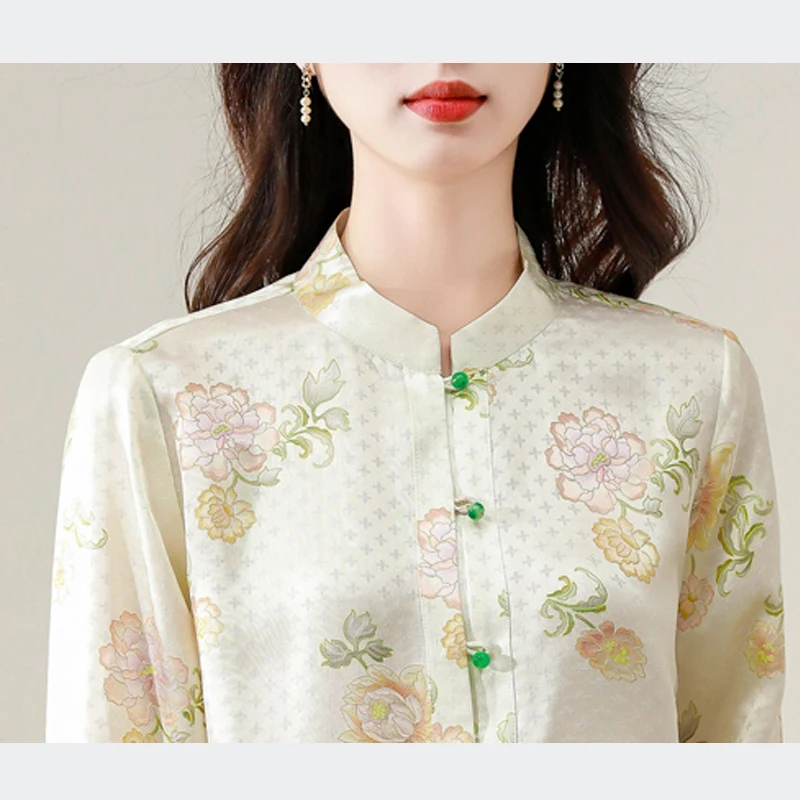 Fashion Chinese Silk Printed Tops Women\'s Autumn New Oriental Hanfu Slim and Comfortable Blouses Chinese Shirt Chinese Clothes