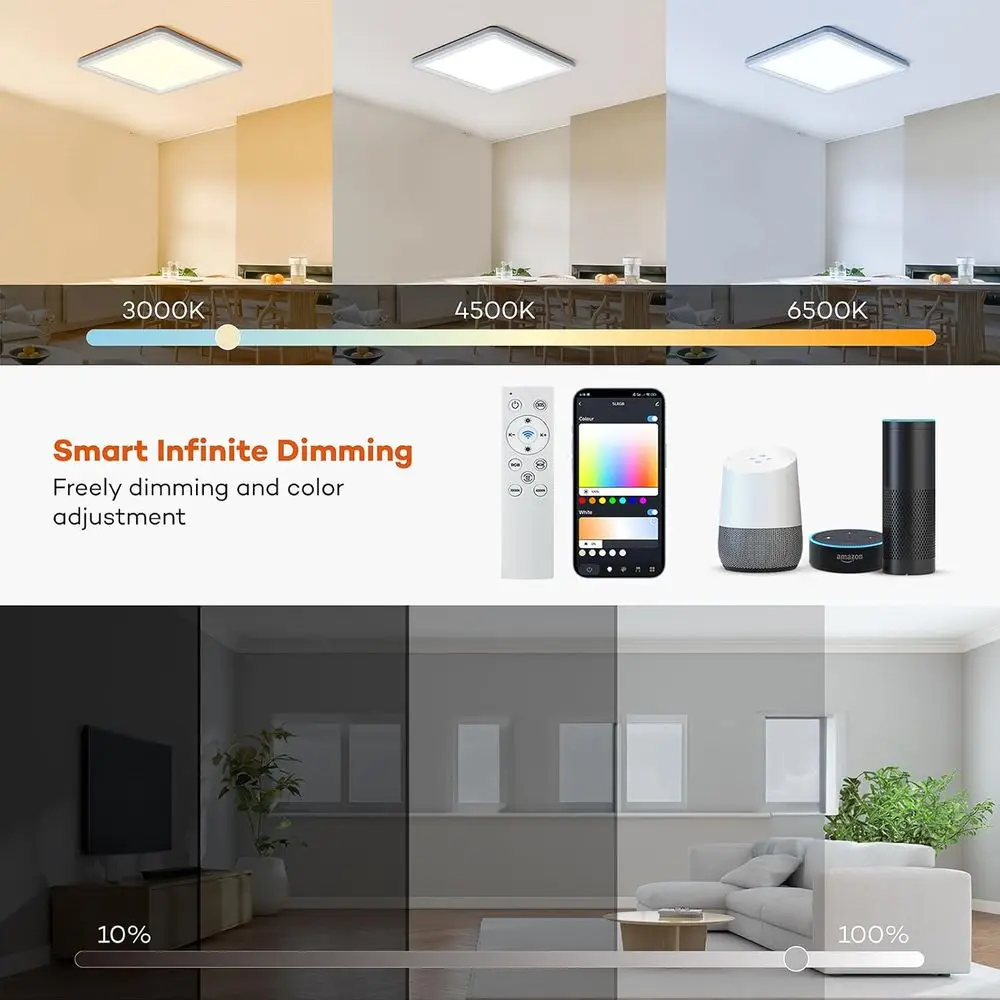 13in RGB LED Ceiling Light with Remote, Compatible with Alexa, Suitable for Home, Bedroom, Kitchen