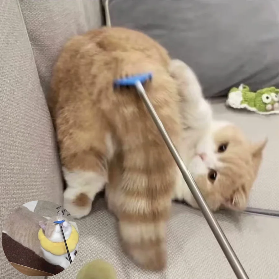 Cat Teasing Stick Toy Cat Massage Interaction Relieve Boredom Itching Scratching Cat rooming tool extendable comb brush