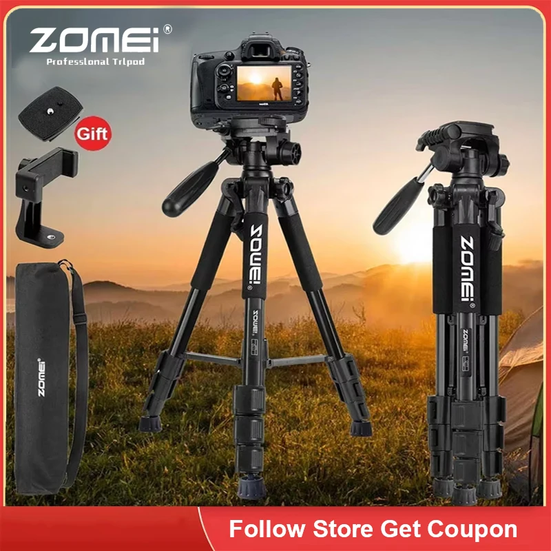 

ZOMEI Q111 140cm Lightweight Aluminium Tripod Stand For Camera Mobile with Phone Holder Remote Shutter Light Stand Photography