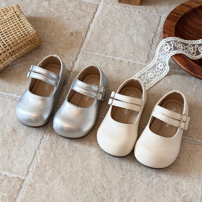 Autumn Girl's Mary Janes Plain Design Casual Hook-loop Daily Kid's Flat Shoe Solid Colors Anti-slip Fashion School Children Shoe