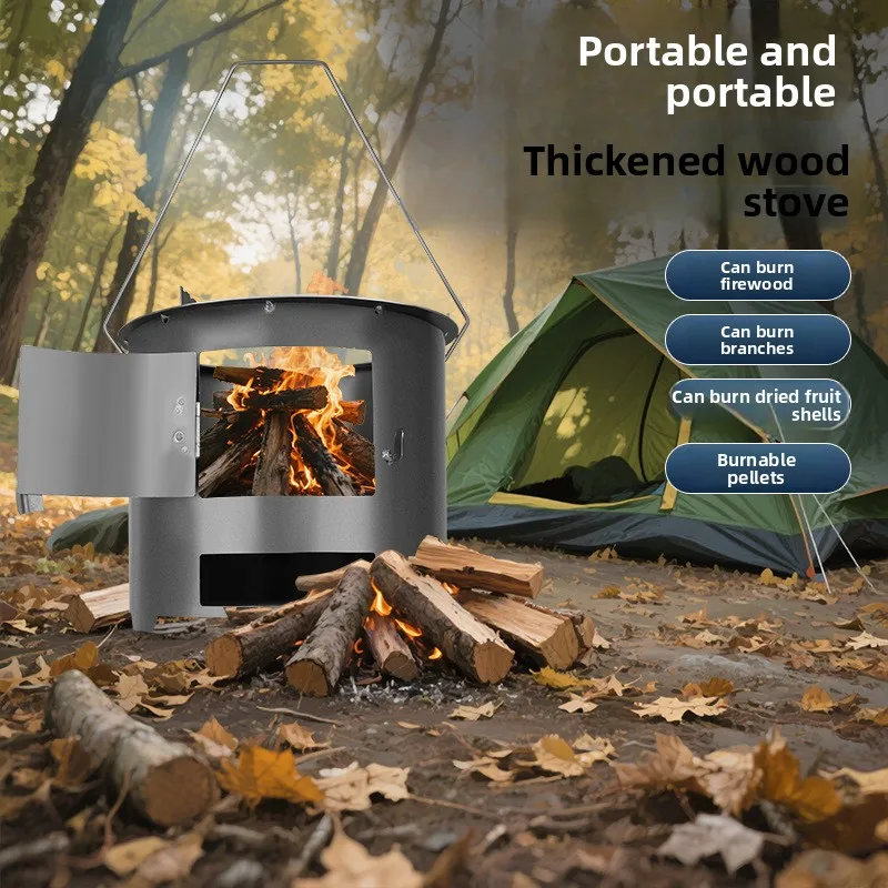 

Портативная уличная дровяная печь Thiened Rural Cact Cam Barbecue ill, новая модель 2025 года, костра, печь для камеры...