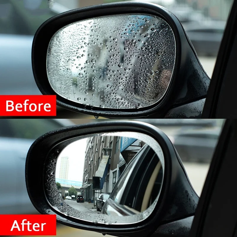 2pcs Car Rearview Mirror Protective Film Anti Fog Membrane Anti-Glare Waterproof Rainproof Car Sticker Clear Film