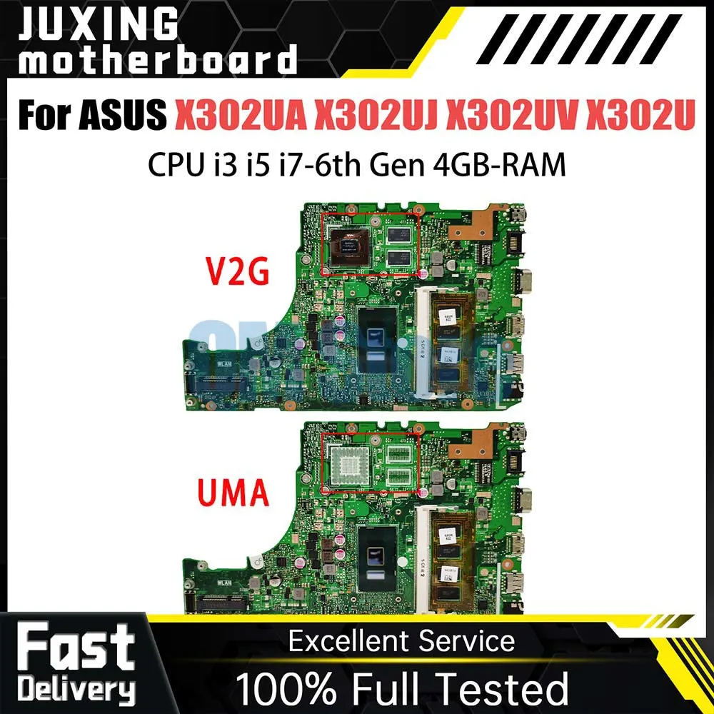 

X302UJ Laptop Motherboard For ASUS X302UA X302UV X302U Mainboard with CPU i3 i5 i7-6th Gen 4GB-RAM GT920M-V2G GPU