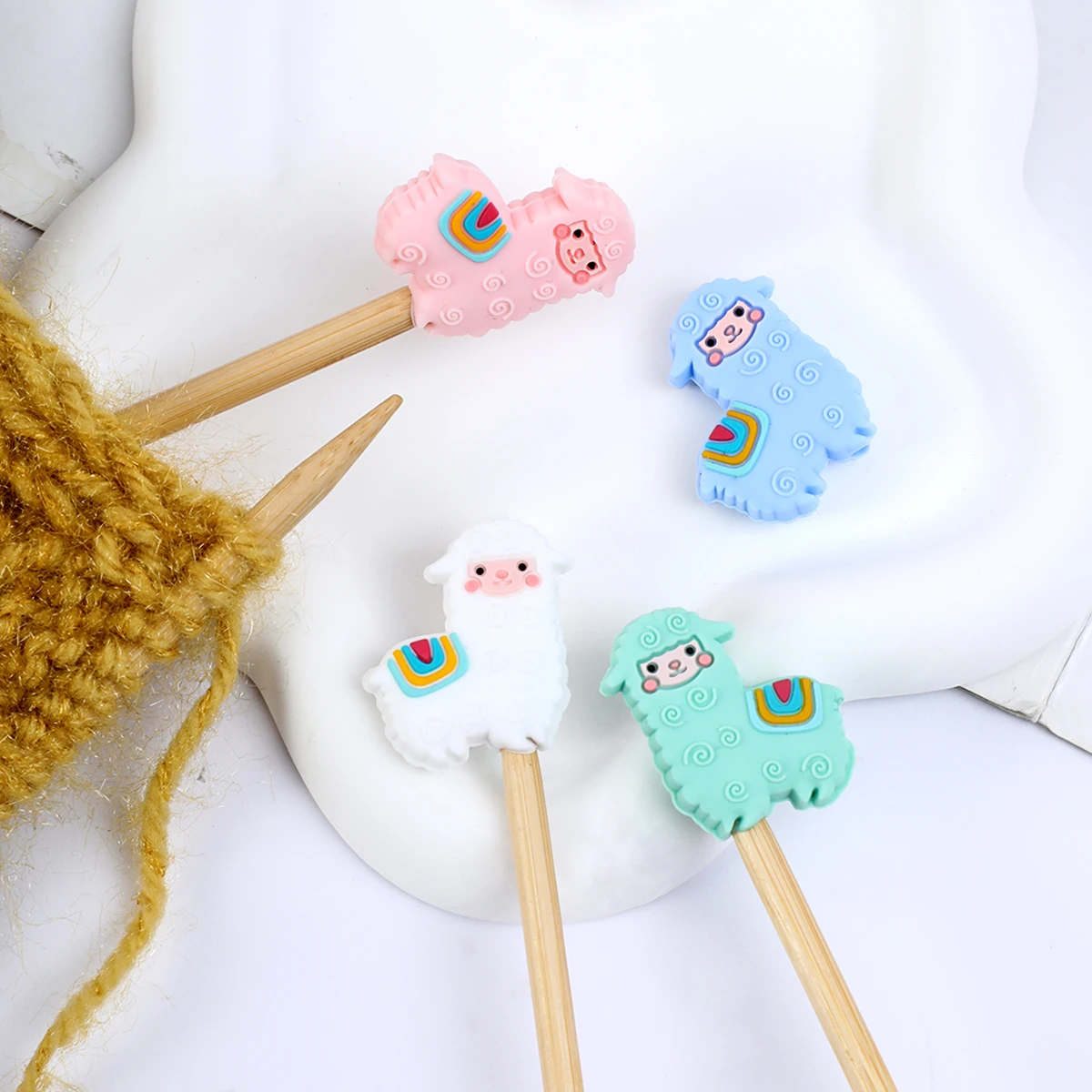 2/4/8 個かわいい動物シリコーンニードルキャップ編み針ス - Stitch Marker Ring のレビューと価格