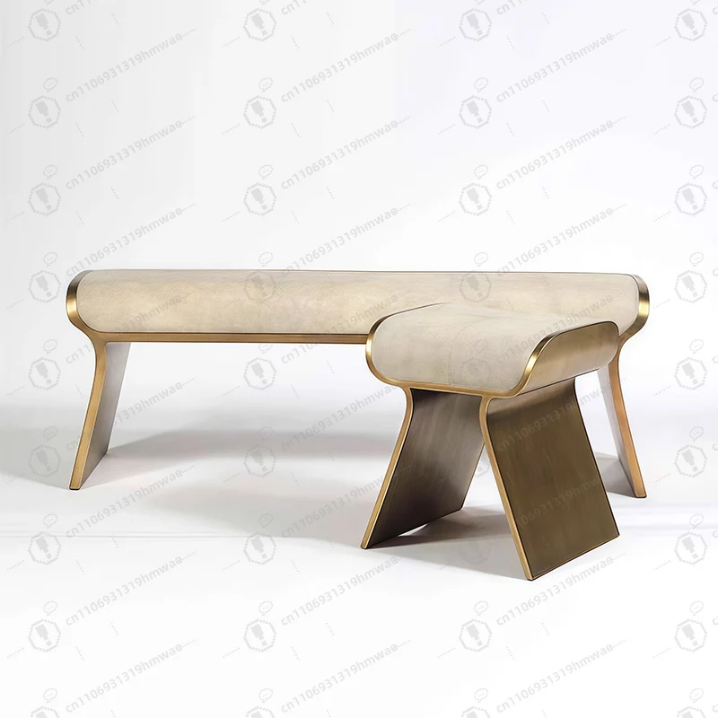 أثاث غرفة نوم راقية بجانب السرير، مقعد على الطراز الحديث لغرفة المعيشة، مقعد أريكة غير رسمي، مقعد منجد من الجلد المقاوم للصدأ