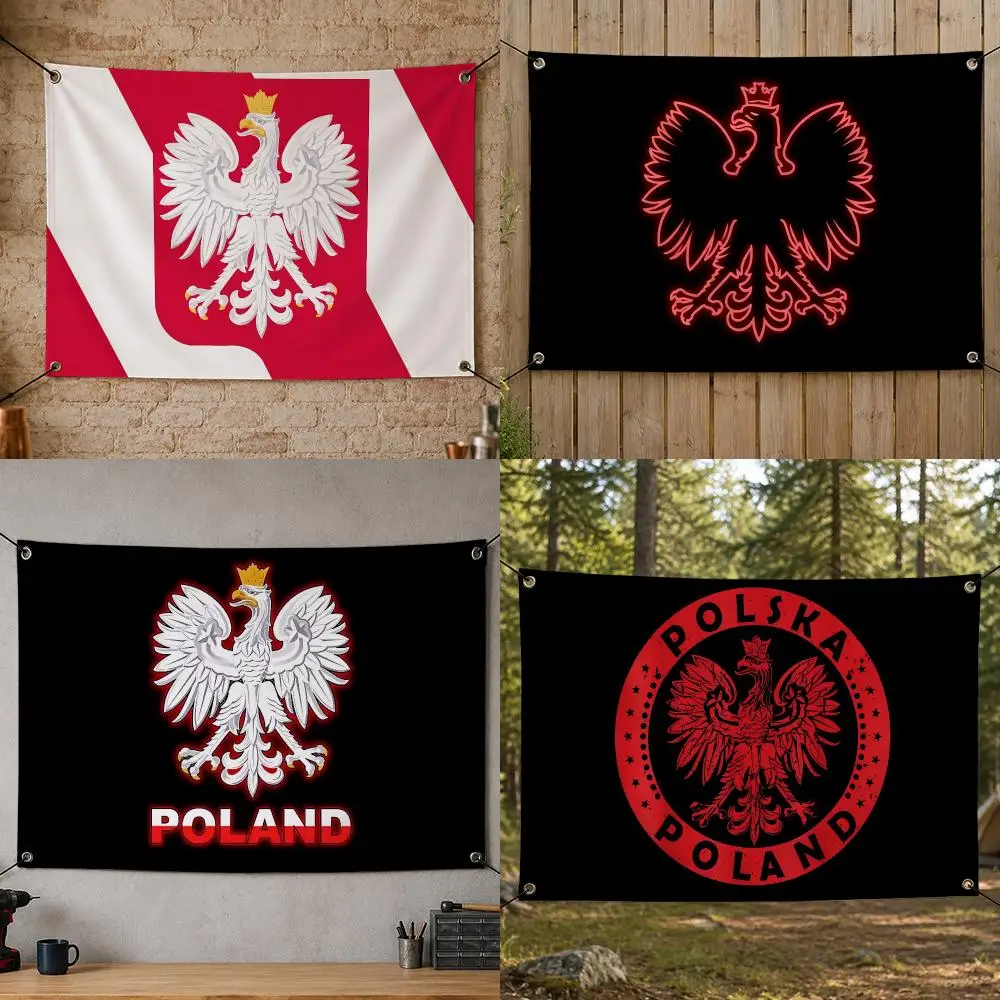 Emblem Polish Patriotic P-Poland Emblem Flags Flag Banner for Bedroom Dorm Party Home Living Room Game Room Gift
