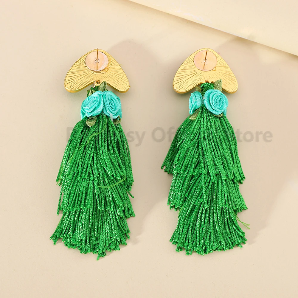 New Boho Vintage Ethnic Style Long Tassel Drop Earrings For Women Luxury Elegant Jewelry Holiday Popular Accessories Girl Gift