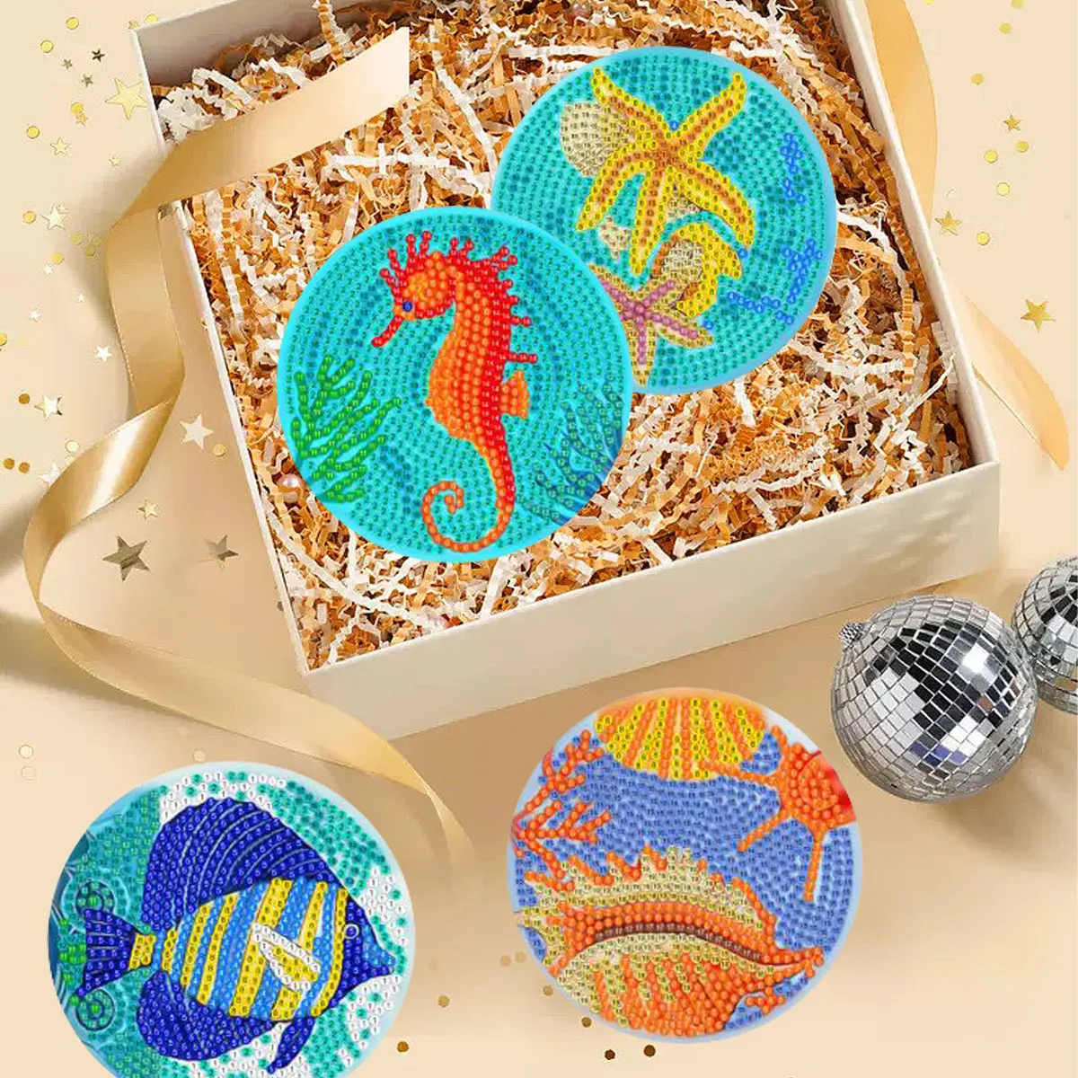 8Pcs/Set Diamond Art Coasters With Holder Diy Animal Pattern Drink Cup Cushion Diamond Painting Kits Decor For Beginner Gift