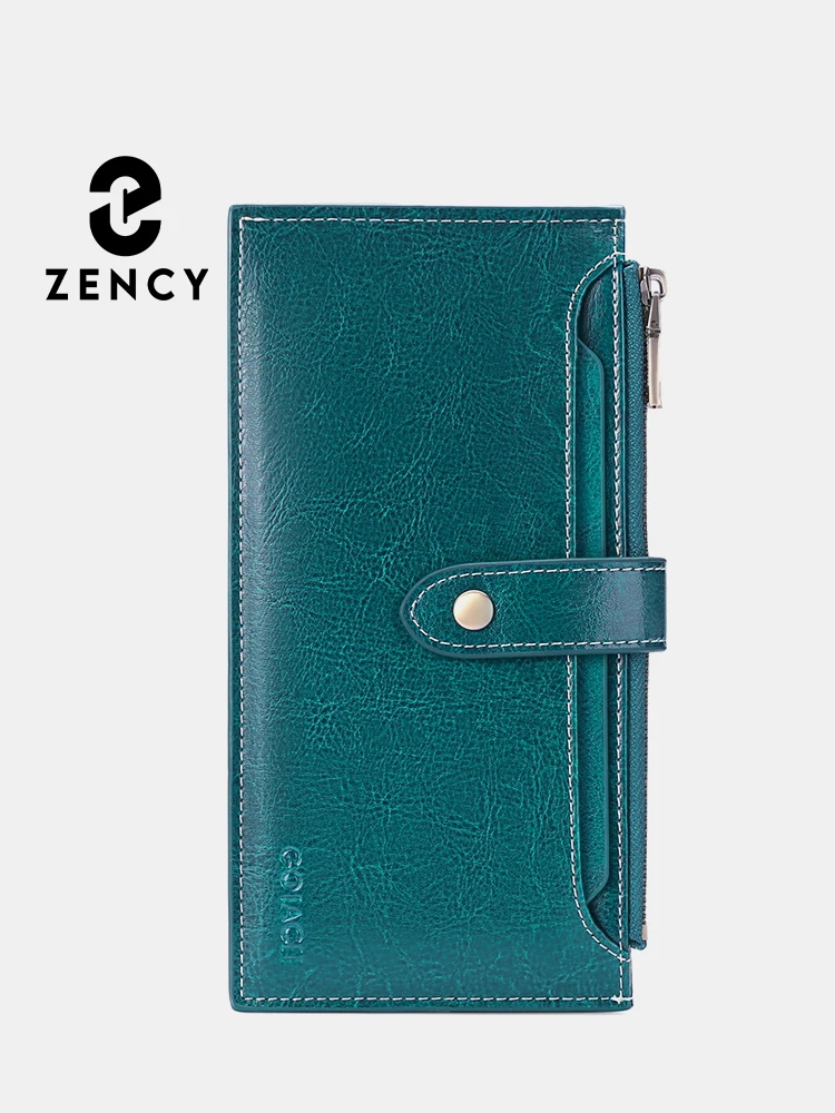 Zency Genuine Leather Wallet Card Case For Women Long Multifunction Money Bag Simple Female Coin Purse ID Package Card Holders