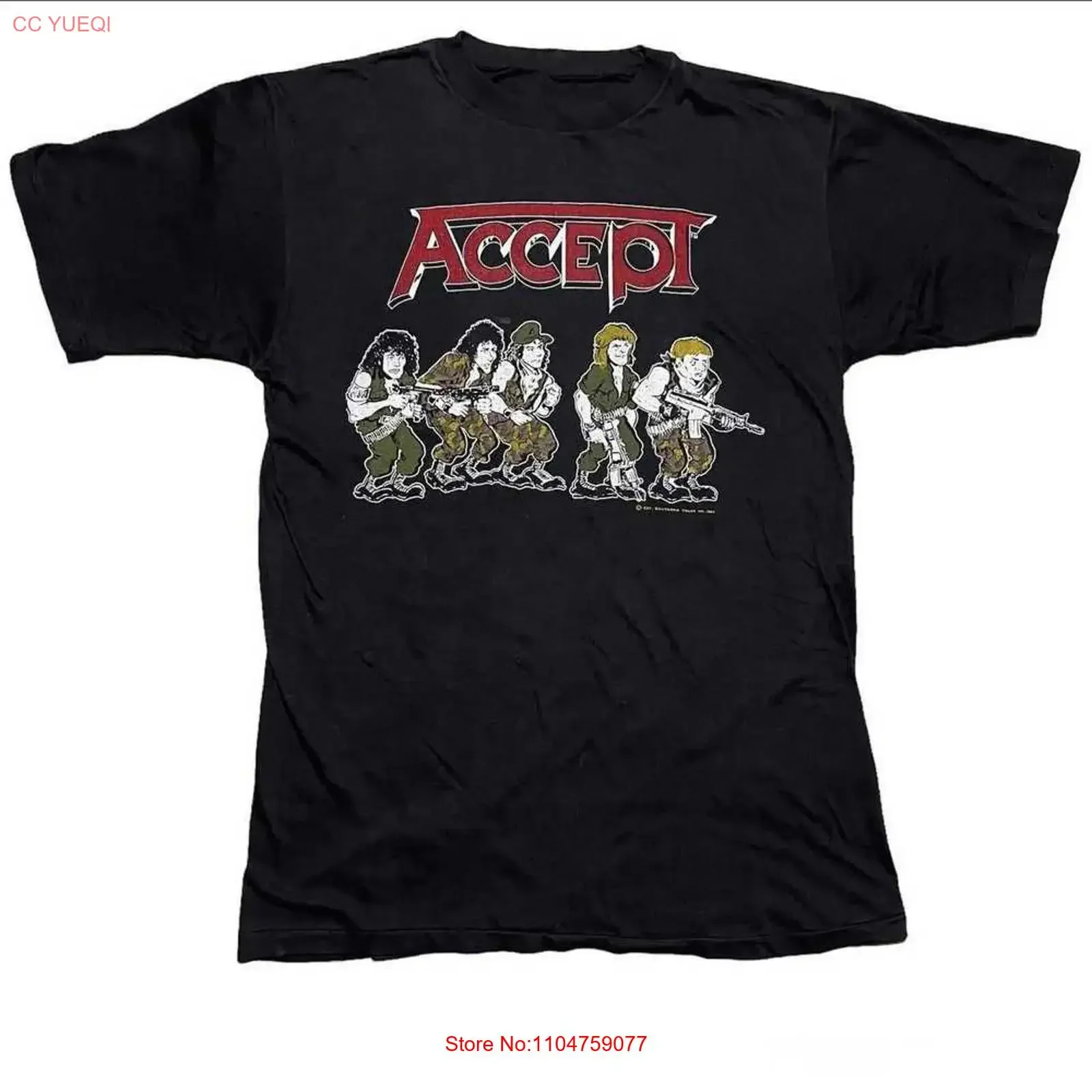 Hot Accept Band For Fans Black All Size T Shirt JJ33 vintage Washed Stretched Unisex streetwear Casual Slightly Comfortable