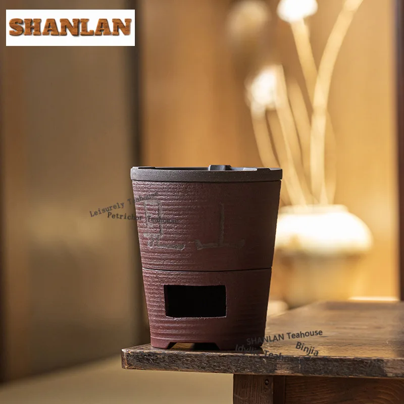 Coarse Pottery Side Handle Tea Warmer Holder Alcohol Burner Stove Kettle Stand Boiling Water Carbon Furnace Chinese Tea Set
