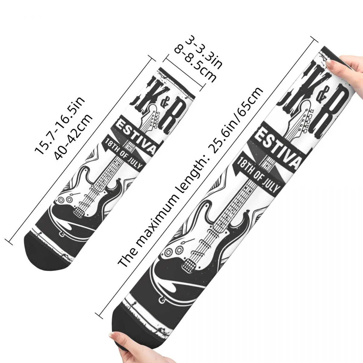 Hip Hop Retro Skull Rock Roll Festival Stay True Crazy Men\'s Socks Music Street Style Printed Funny Happy Crew Sock Boys Gift