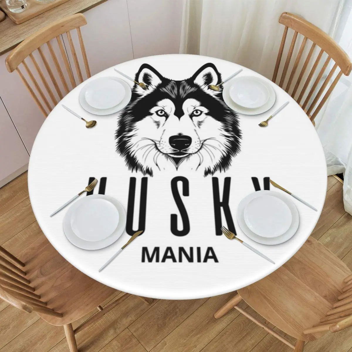 SIBERIAN HUSKY MANIA Mantel redondo impermeable, mantel a prueba de aceite para eventos de cocina, cubierta para mesa de comedor