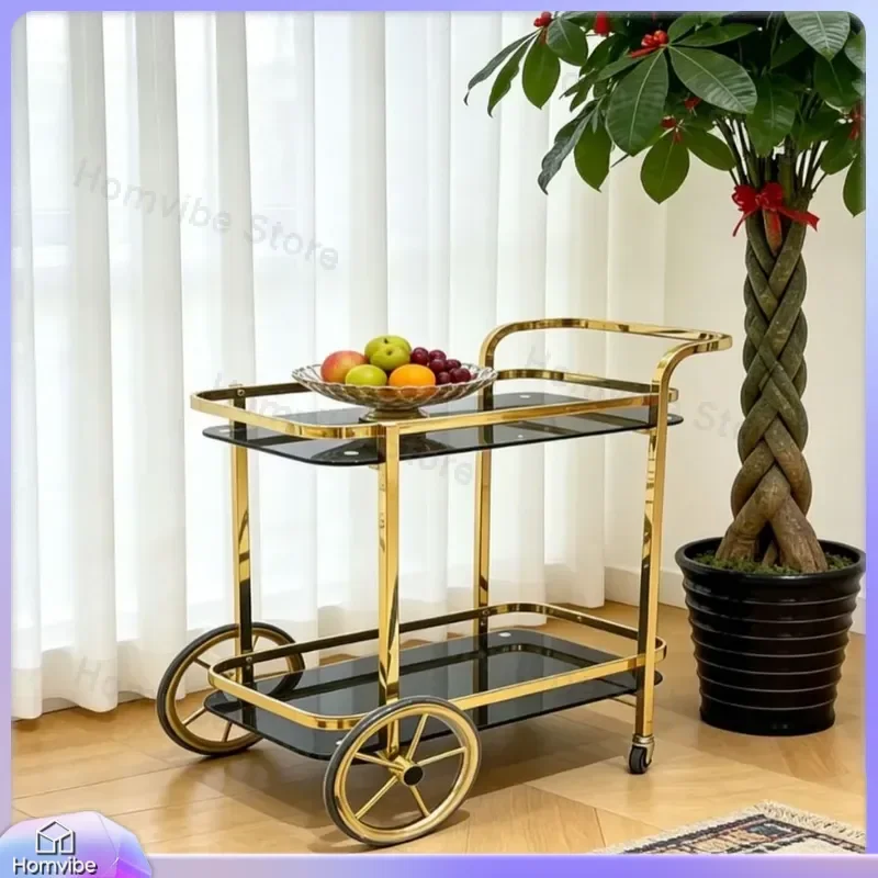3 Tier Stainless Steel Hotel Snack Trolley Mobile Wine Cart Tea Service Rack Commercial Restaurant Roast Duck Flaking Truck