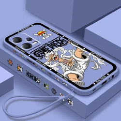 One Piece Luffy Cartoon Liquid Left Rope For Xiaomi Redmi Note 12 12S 12R 11 11T 11S 10 10S 9 8 8T Pro Plus 5G Phone Case