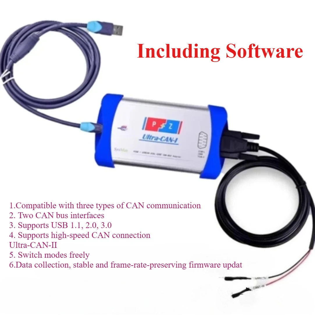 3in1 CAN Box for New Energy Diagnostic Tool  Ultra-CAN-II Supports for USBCAN + PCAN/Kvaser + Dual Mode Included Software